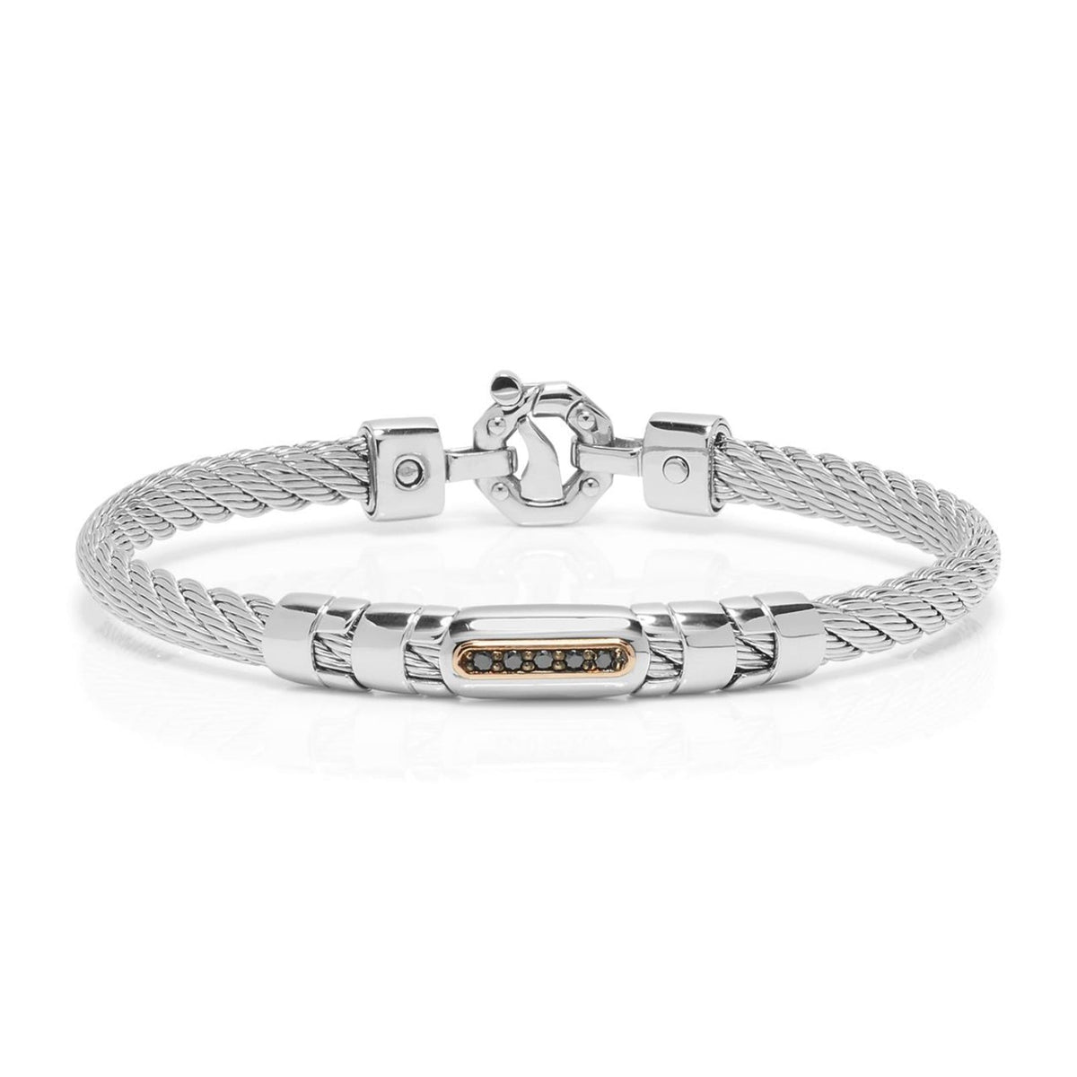 Baraka 316L Bracelet BR332021RODN-10, a men's bracelet in rose gold and stainless steel set with diamonds