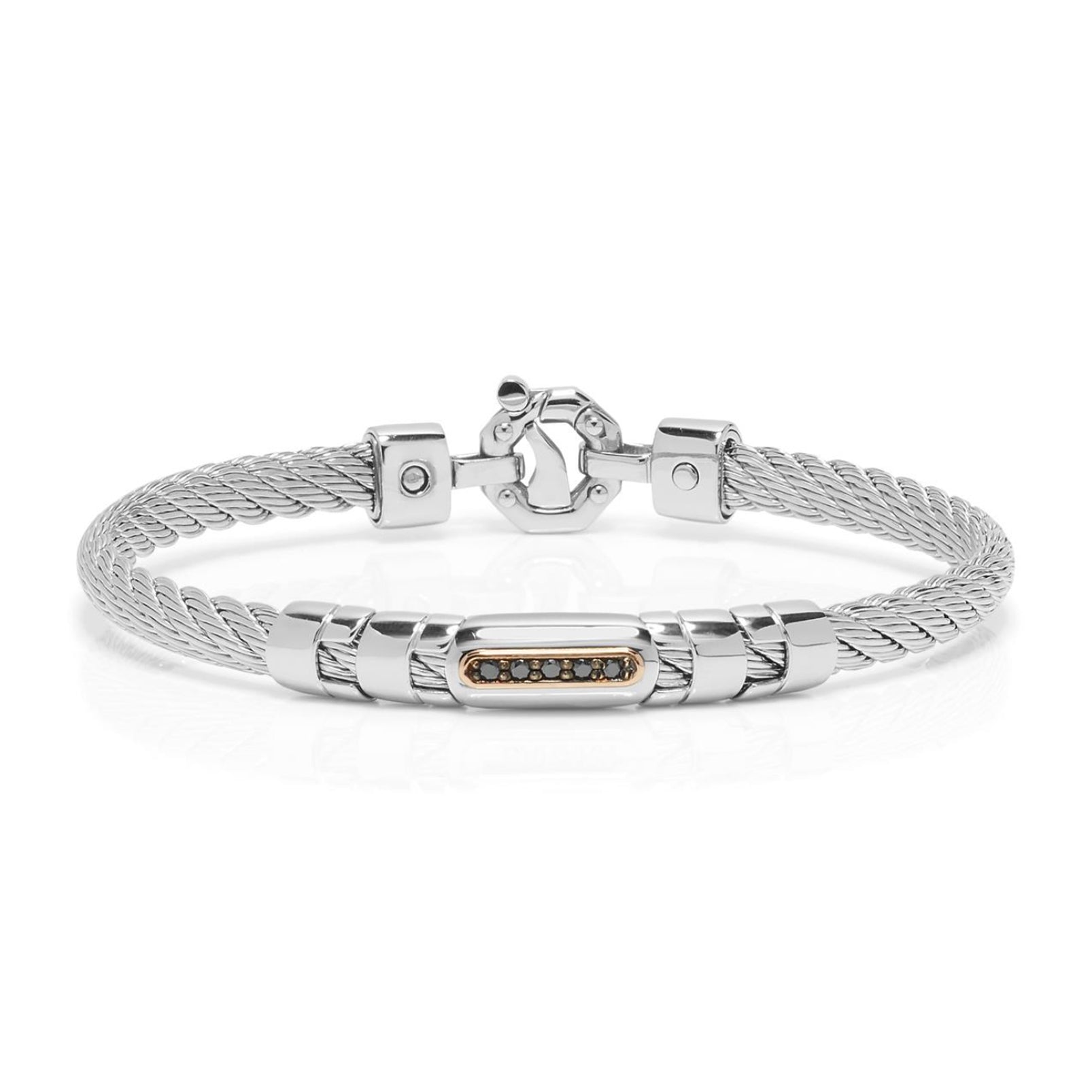 Baraka 316L Bracelet BR332021RODN-10, a men's bracelet in rose gold and stainless steel set with diamonds