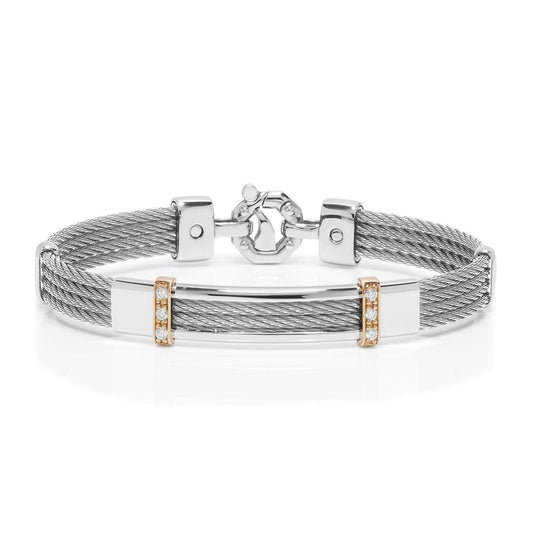 Baraka 316L Bracelet BR332111RODB-20, a men's bracelet in rose gold and stainless steel set with diamonds
