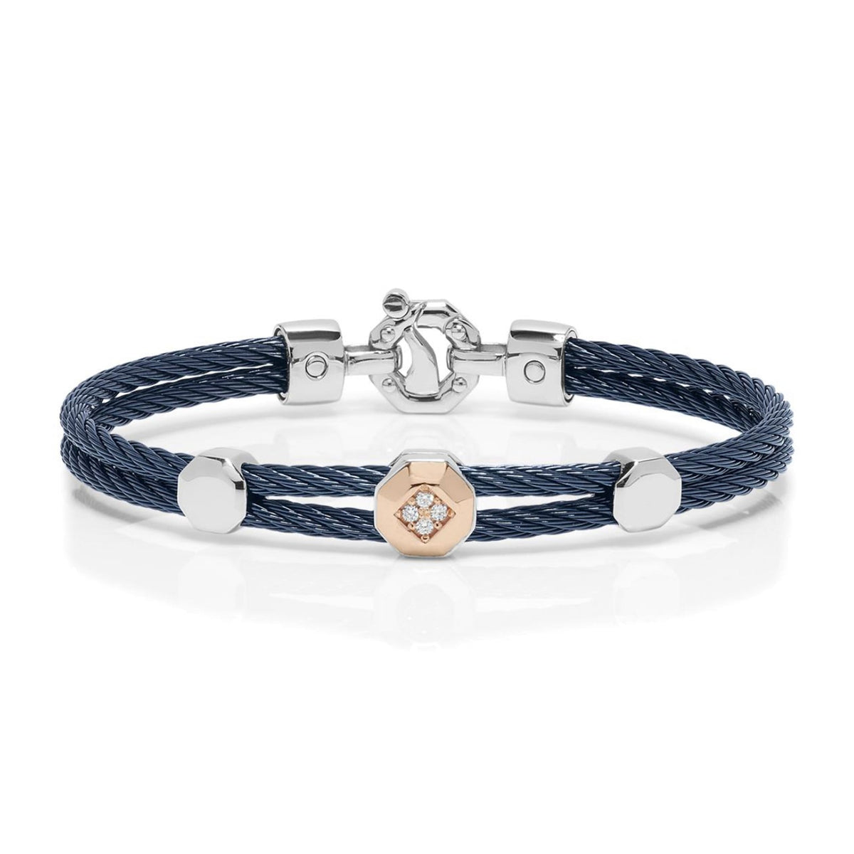 Baraka 316L Bracelet BR332121RODB-08, a men's bracelet in rose gold and stainless steel set with diamonds