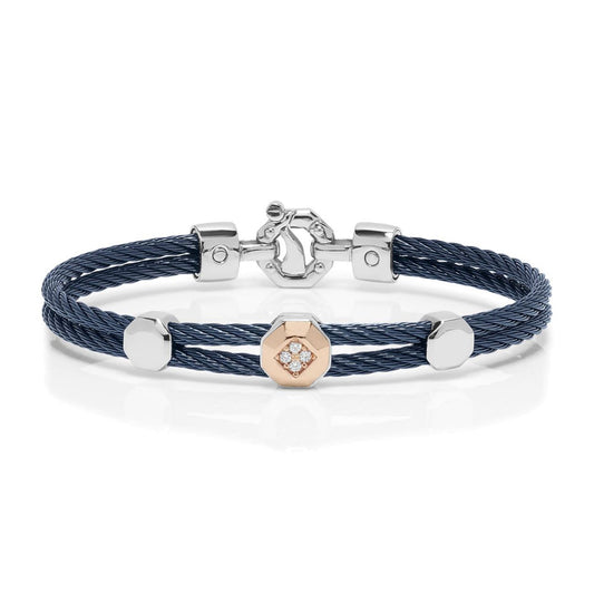 Baraka 316L Bracelet BR332121RODB-08, a men's bracelet in rose gold and stainless steel set with diamonds