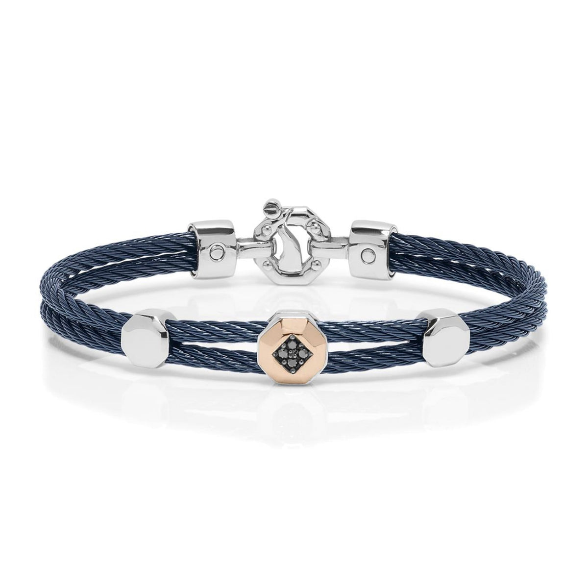 Baraka 316L Bracelet BR332121RODN-08, a men's bracelet in rose gold and stainless steel set with diamonds