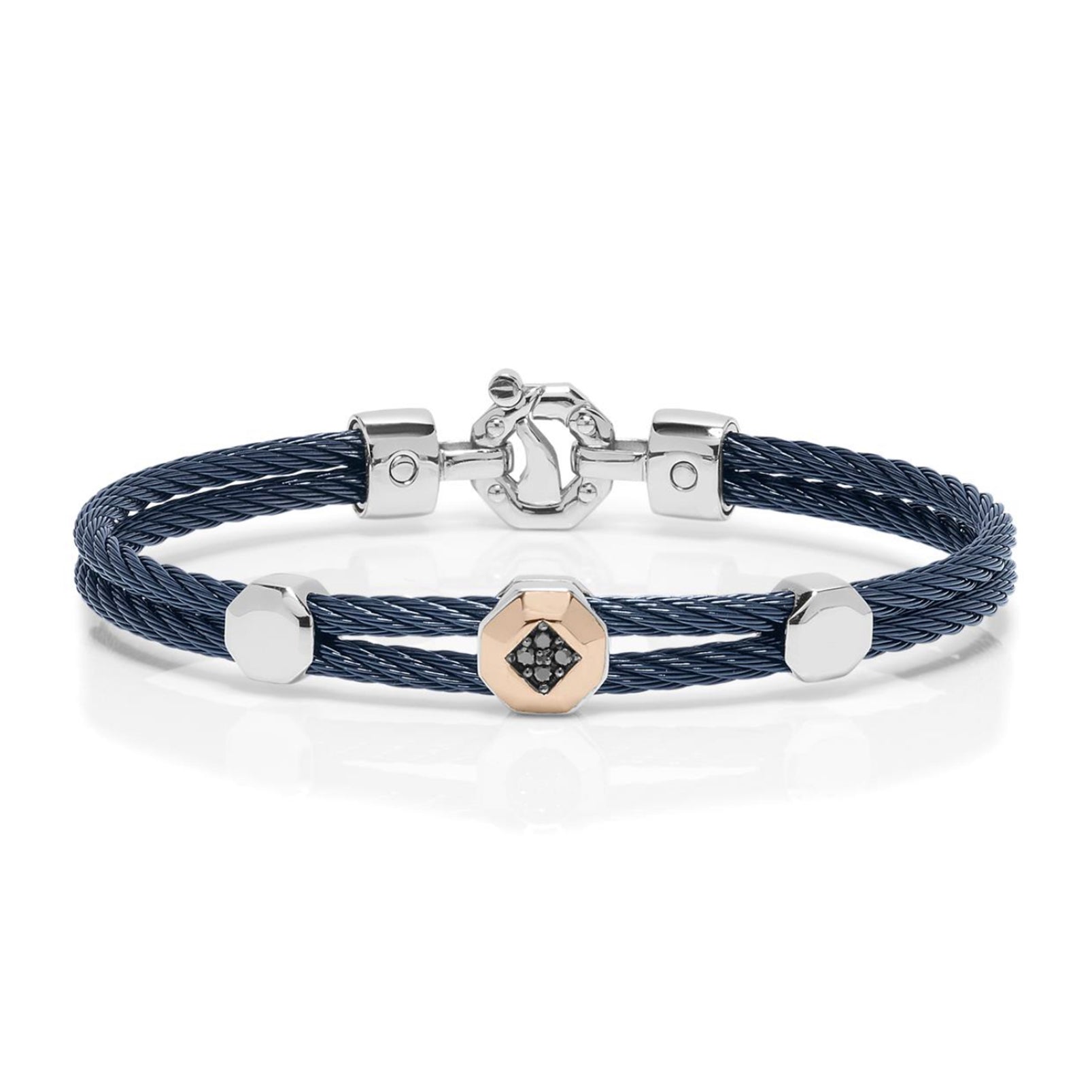 Baraka 316L Bracelet BR332121RODN-08, a men's bracelet in rose gold and stainless steel set with diamonds