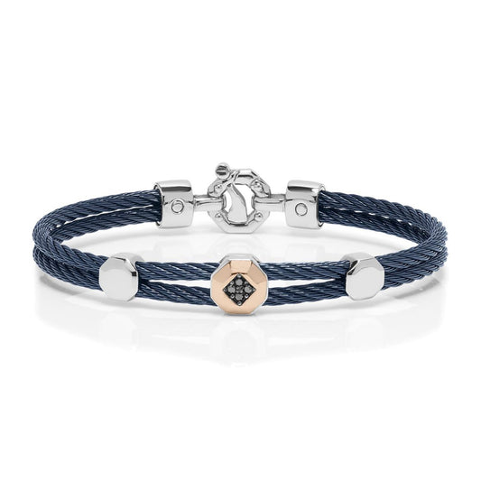 Baraka 316L Bracelet BR332121RODN-08, a men's bracelet in rose gold and stainless steel set with diamonds