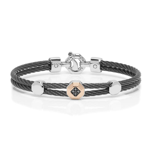 Baraka 316L Bracelet BR332131RODN-08, a men's bracelet in rose gold and stainless steel set with diamonds