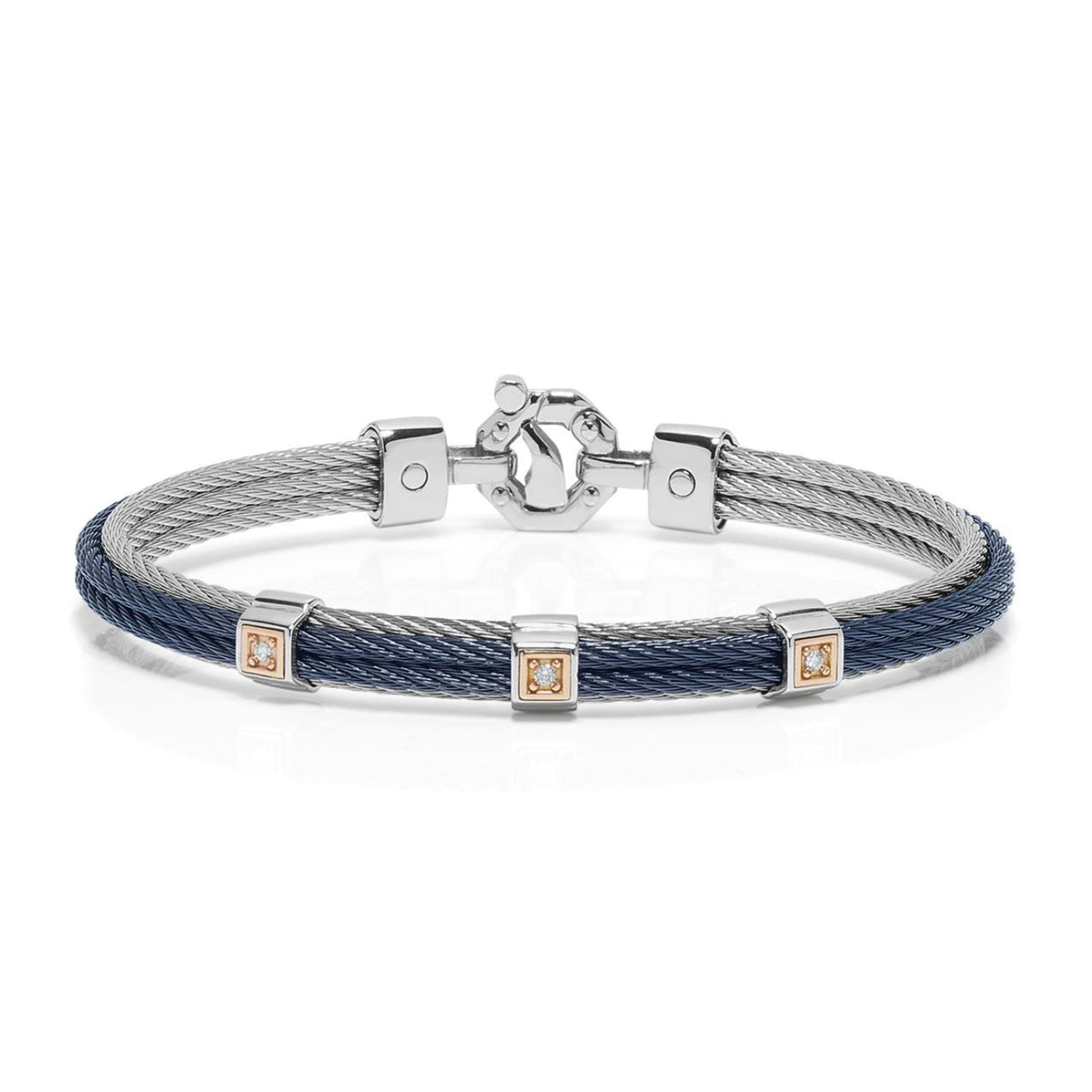Baraka 316L Bracelet BR332161RODB-11, a men's bracelet in rose gold and stainless steel set with diamonds