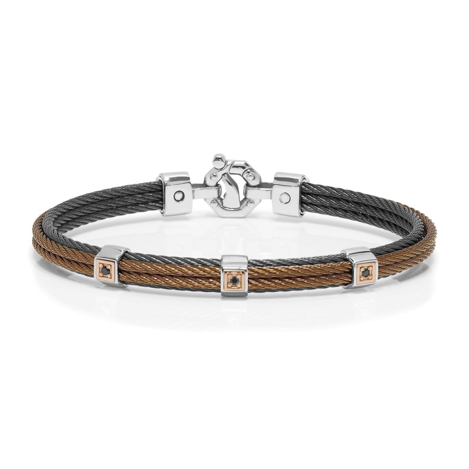Baraka 316L Bracelet BR332171RODN-11, a men's bracelet in rose gold and stainless steel set with diamonds