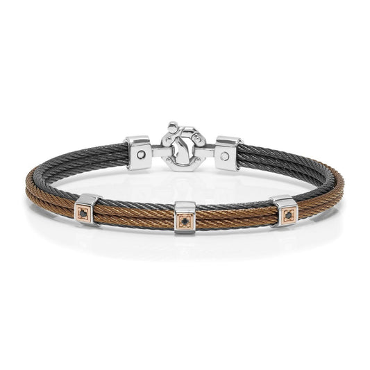 Baraka 316L Bracelet BR332171RODN-11, a men's bracelet in rose gold and stainless steel set with diamonds