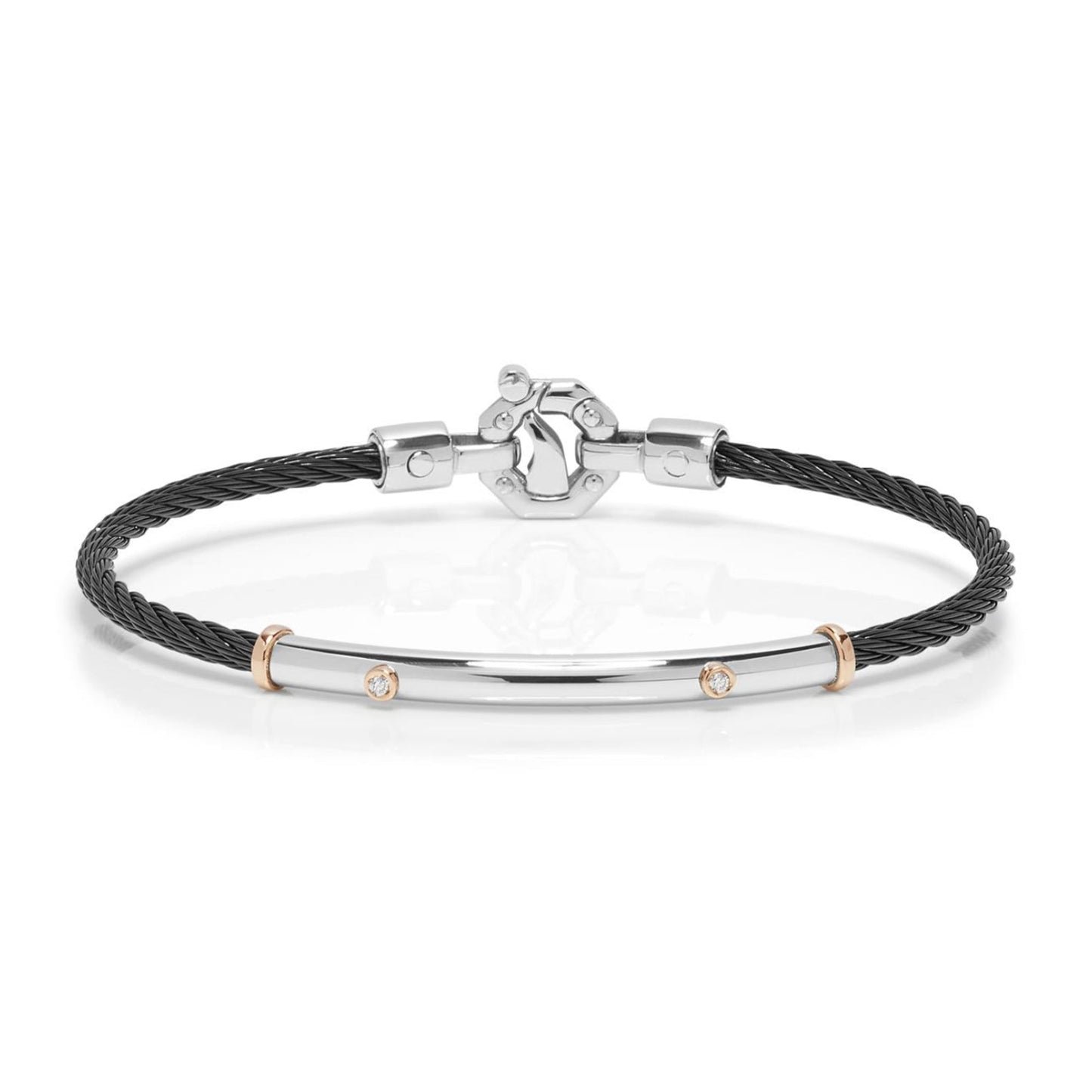 Baraka 316L Bracelet BR332191RODB-05, a men's bracelet in rose gold and stainless steel set with diamonds