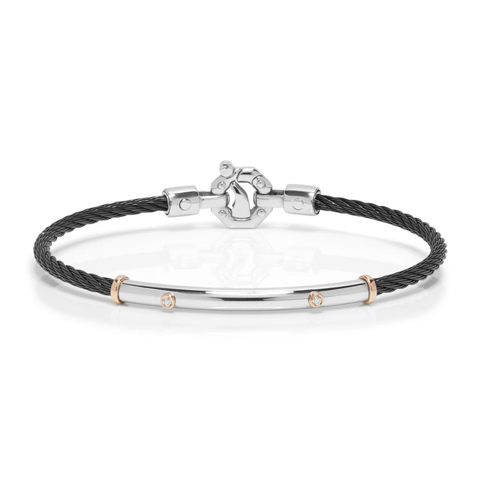 Baraka 316L Bracelet BR332191RODB-05, a men's bracelet in rose gold and stainless steel set with diamonds