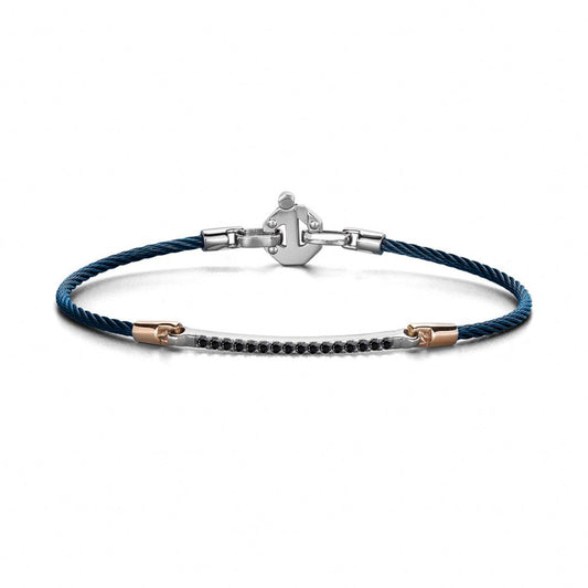 Baraka 316L Bracelet BR361001RODN, a men's bracelet in rose gold and stainless steel set with diamonds