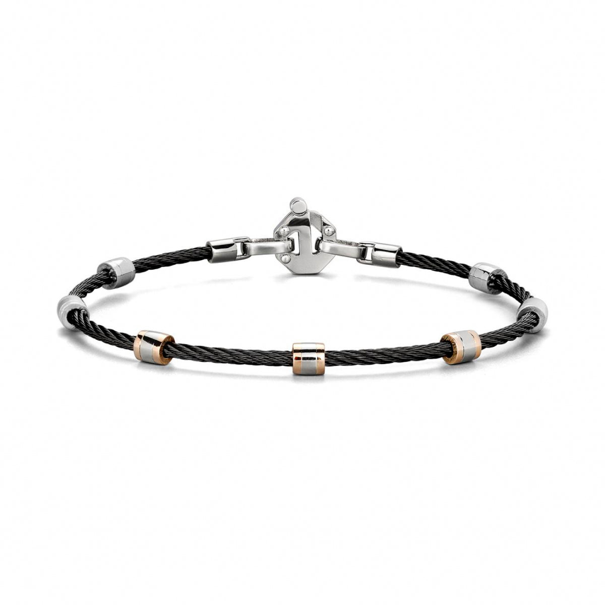 Baraka 316L Bracelet BR361041ROAC, a men's bracelet in rose gold and stainless steel set with diamonds