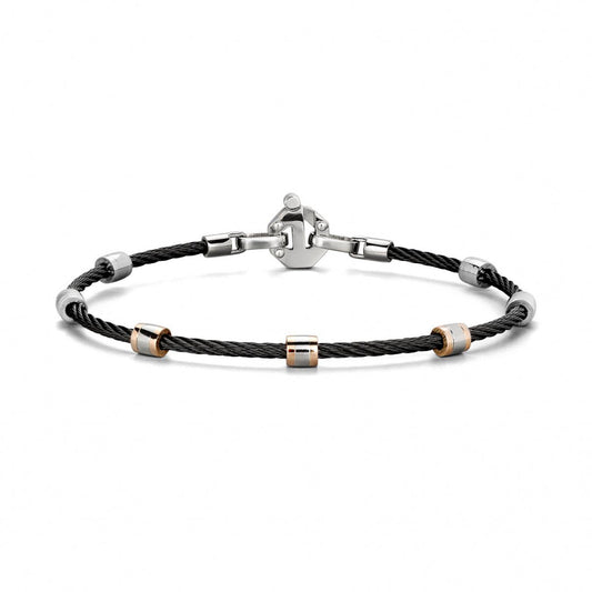 Baraka 316L Bracelet BR361041ROAC, a men's bracelet in rose gold and stainless steel set with diamonds