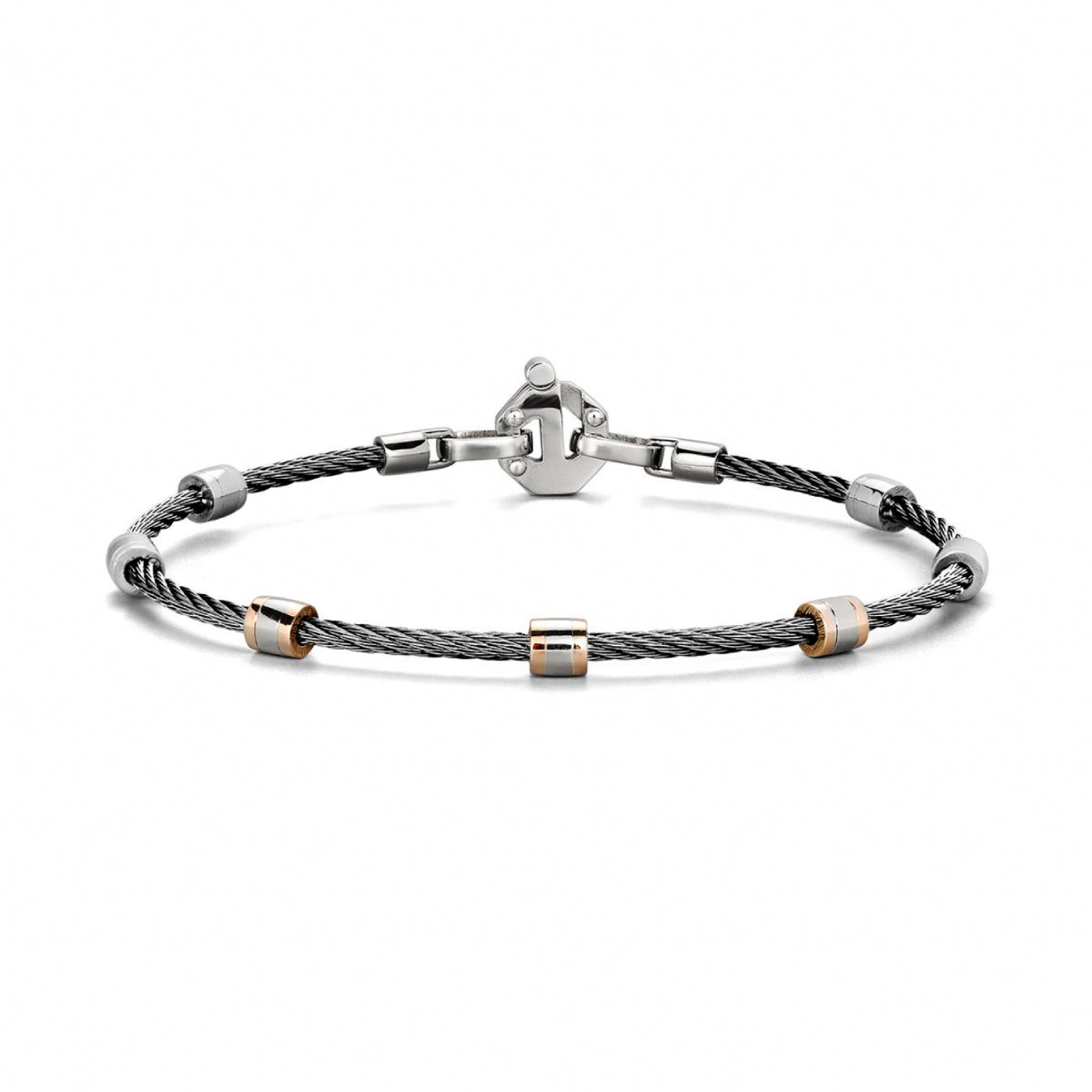Baraka 316L Bracelet BR361051ROAC, a men's bracelet in rose gold and stainless steel set with diamonds