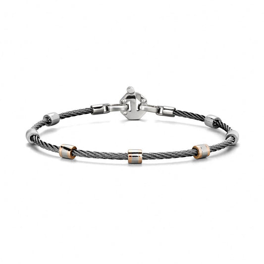 Baraka 316L Bracelet BR361051ROAC, a men's bracelet in rose gold and stainless steel set with diamonds