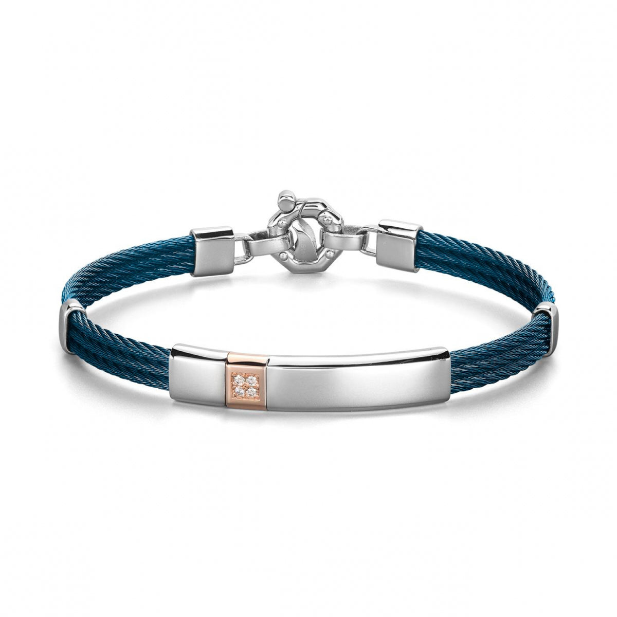Baraka 316L Bracelet BR361121RODB, a men's bracelet in rose gold and stainless steel set with diamonds