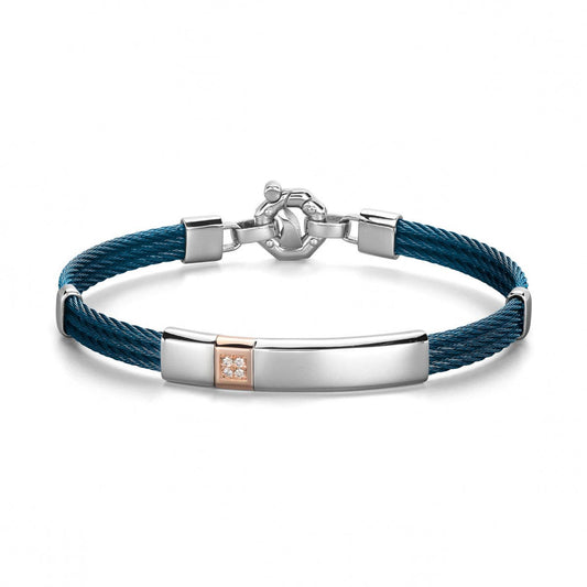 Baraka 316L Bracelet BR361121RODB, a men's bracelet in rose gold and stainless steel set with diamonds