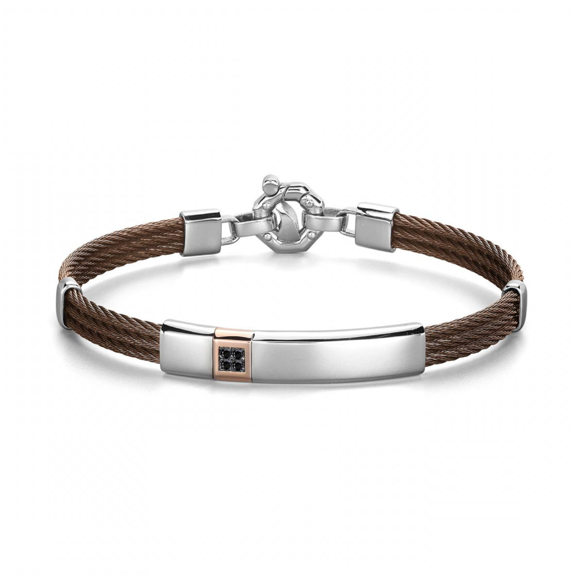 Baraka 316L Bracelet BR361251RODN, a men's bracelet in rose gold and stainless steel set with diamonds