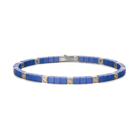 Baraka Cyborg Ceramic Bracelet BR351021ROCB, a men's bracelet in rose gold, blue ceramic and stainless steel