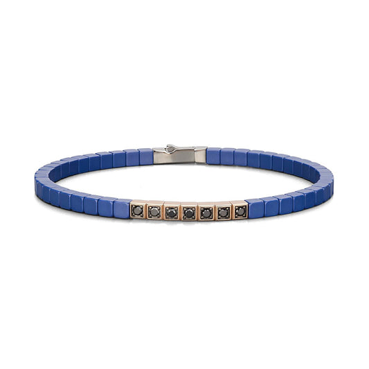 Baraka Сyborg Сeramic Bracelet BR351041ROCB, a men's bracelet in rose gold and black ceramic set with diamonds
