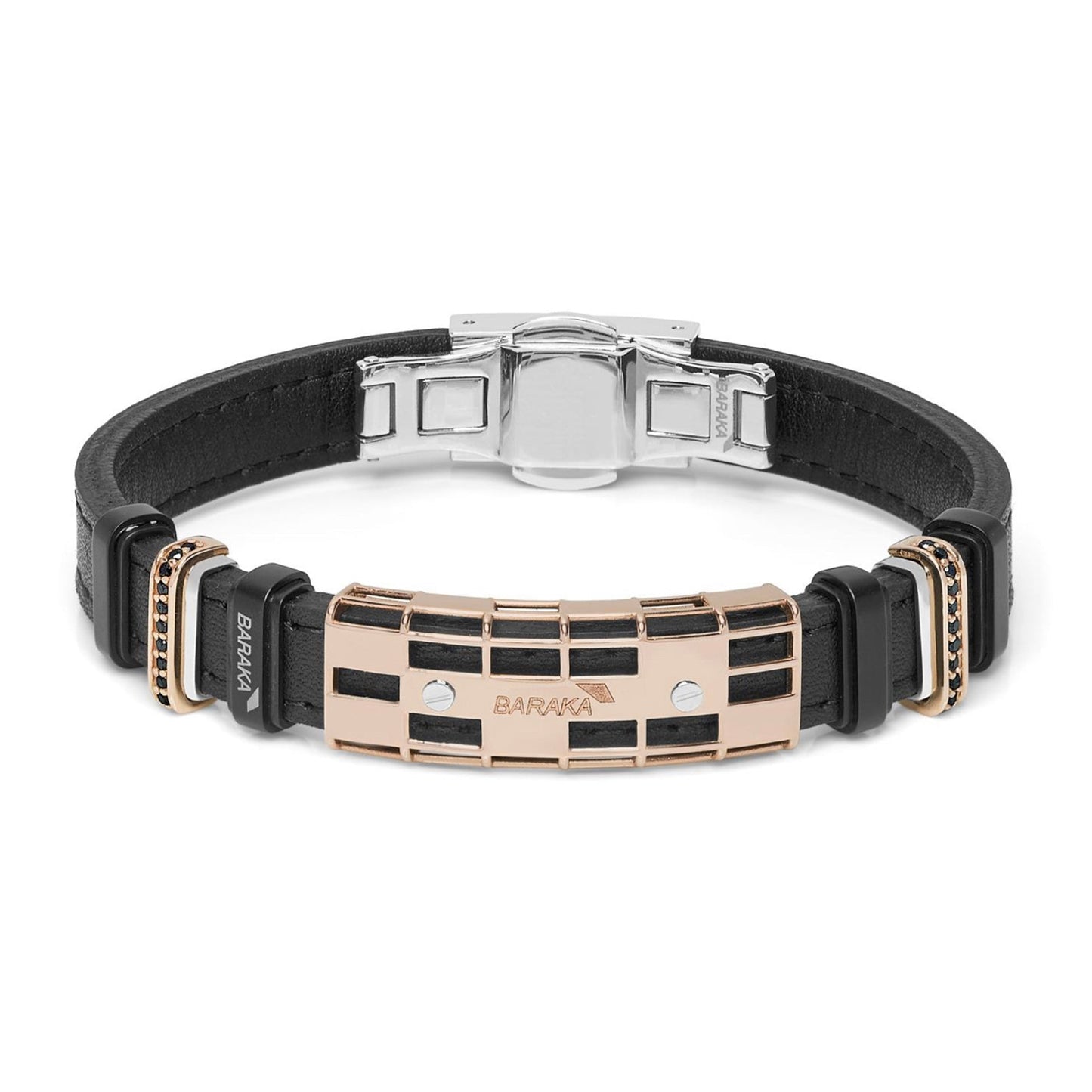 Baraka Cage Bracelet BR272081ROAC-14, a men's bracelet in rose gold and stainless steel set with diamonds
