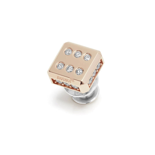 Baraka Casino Brooch SP292321RODB, a men's brooch in rose gold and stainless steel set with diamonds
