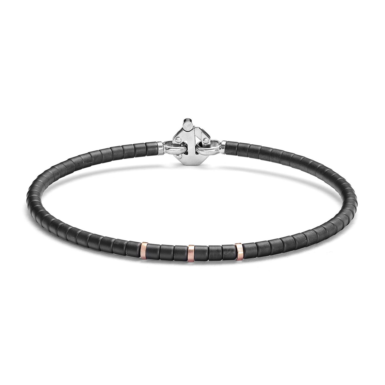 Baraka Cyborg Ceramic Bracelet BR372211ROLU-02, a men's bracelet in rose gold and black ceramic set with diamonds