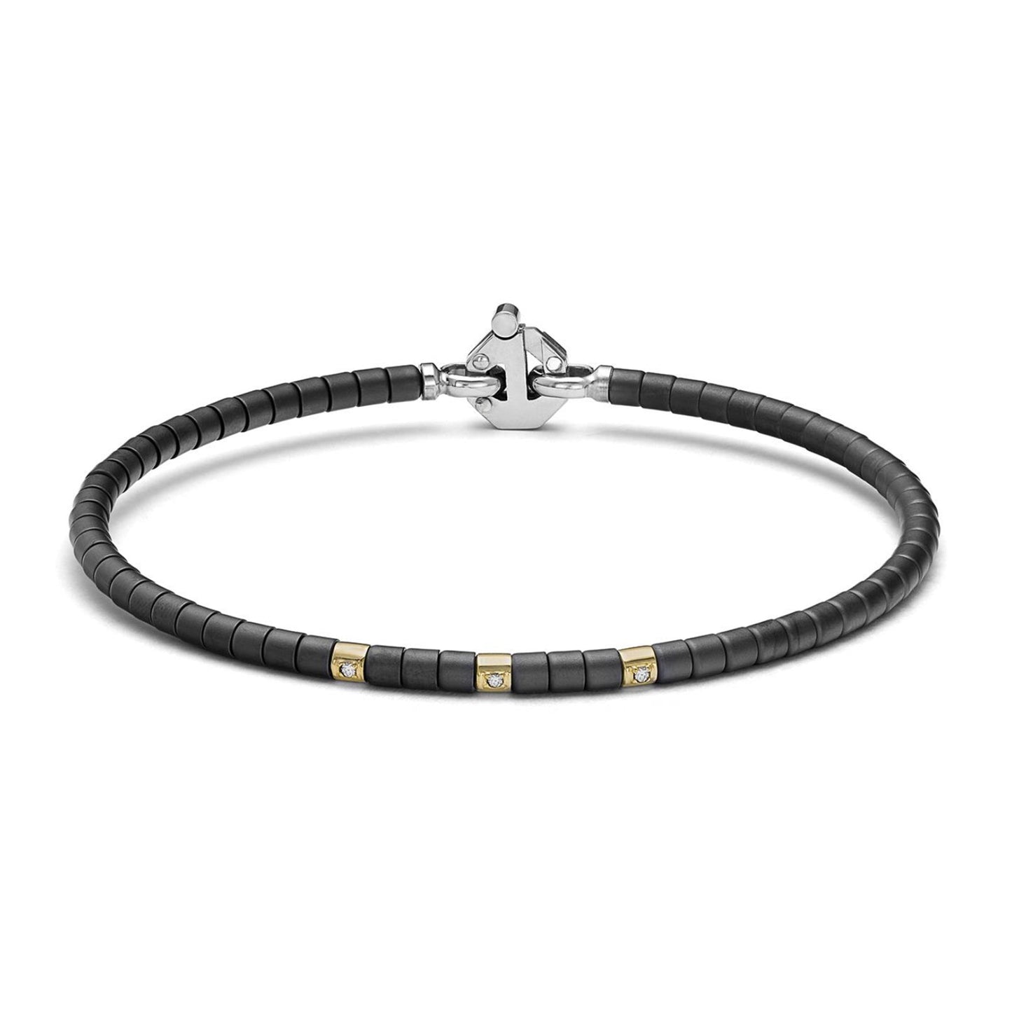 Baraka Cyborg Ceramic Bracelet BR372311GIDB-05, a men's bracelet in yellow gold and black ceramic set with diamonds