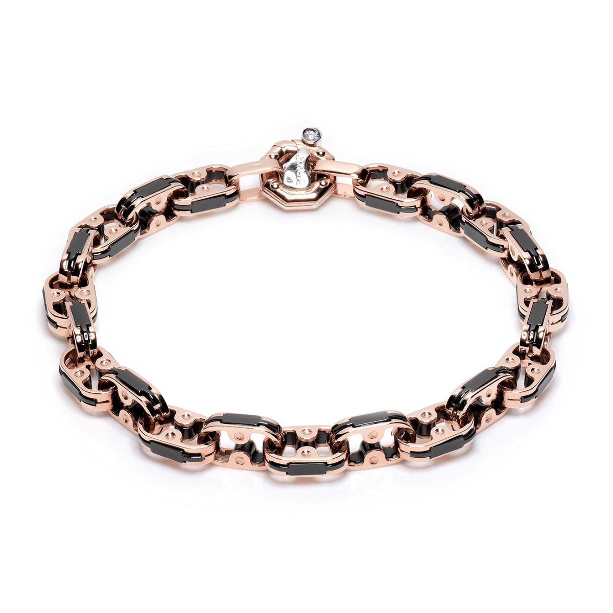 Baraka Cyborg Ceramic Bracelet BR221511ROCN-02, a men's bracelet in rose and white gold and black ceramic set with diamonds