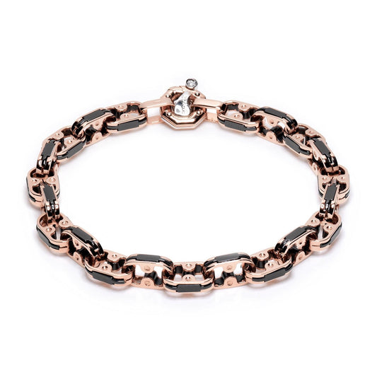 Baraka Cyborg Ceramic Bracelet BR221511ROCN-02, a men's bracelet in rose and white gold and black ceramic set with diamonds