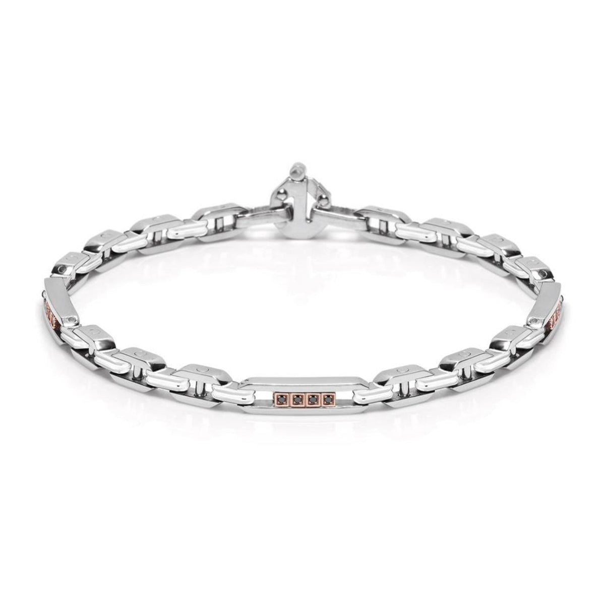 Baraka Cyborg Ceramic Bracelet BR221611ROCB-06, a men's bracelet in rose gold and black ceramic set with diamonds