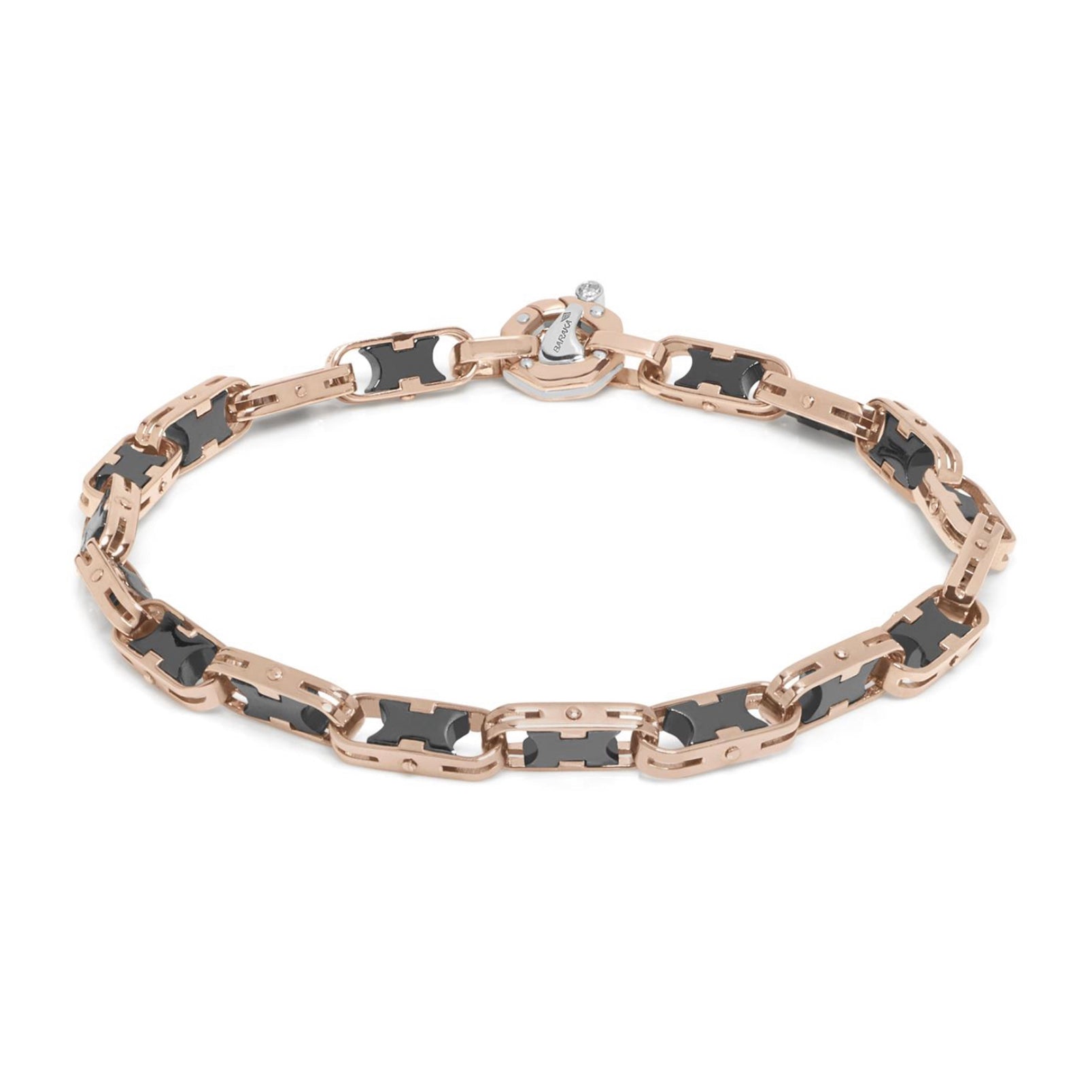 Baraka Cyborg Ceramic Bracelet BR282251ROCN-02, a men's bracelet in rose gold and black ceramic set with diamonds