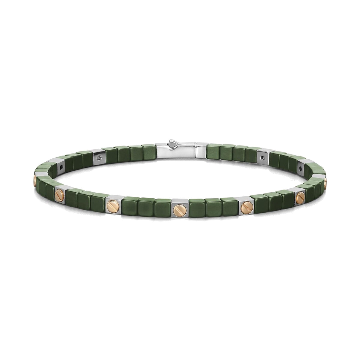 Baraka Cyborg Ceramic Bracelet BR351021ROCV, a men's bracelet in rose gold, green ceramic and stainless steel