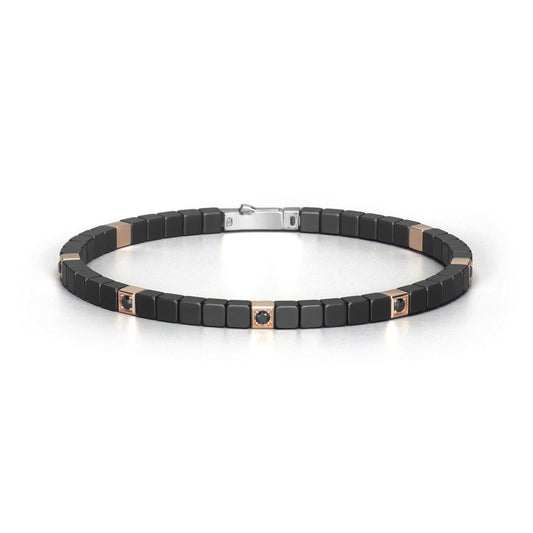 Baraka Cyborg Ceramic Bracelet BR351031ROCN-35, a men's bracelet in rose gold and black ceramic set with diamonds