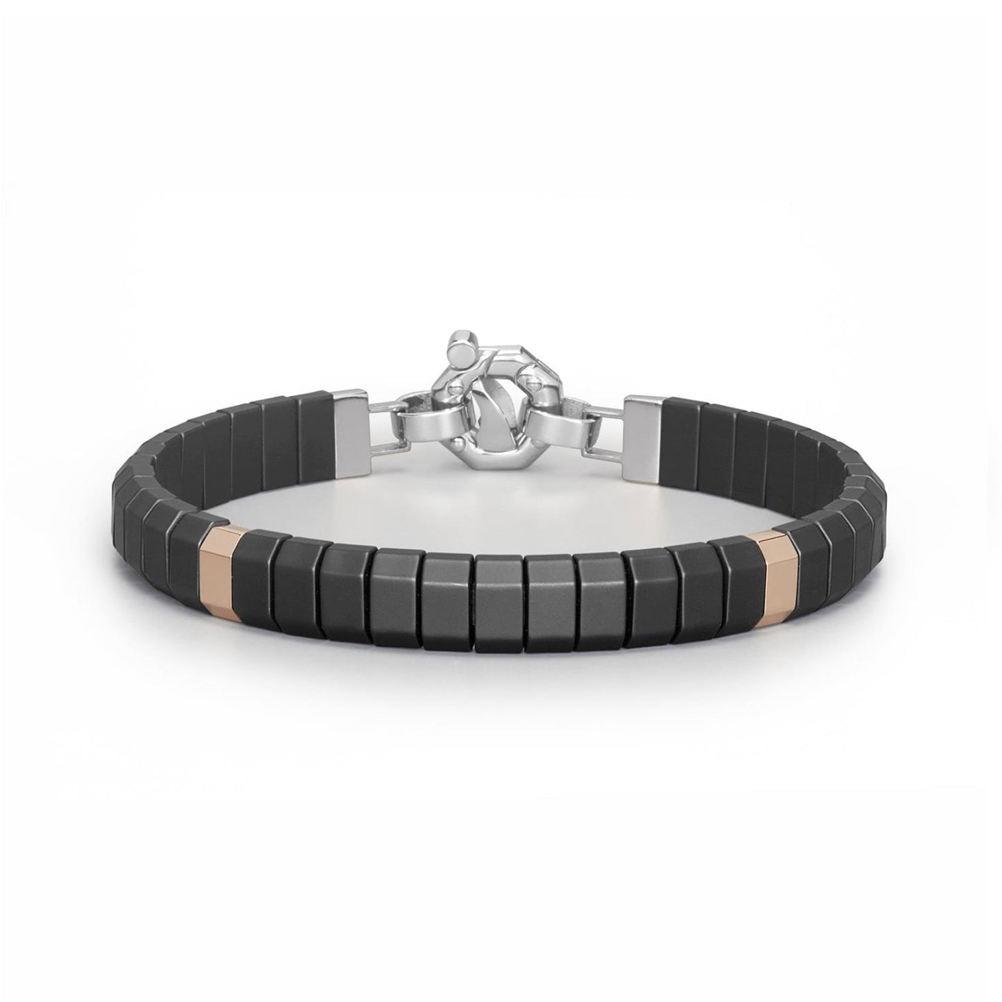 Baraka Cyborg Ceramic Bracelet BR351071ROCN, a men's bracelet in rose gold and black ceramic set with diamonds