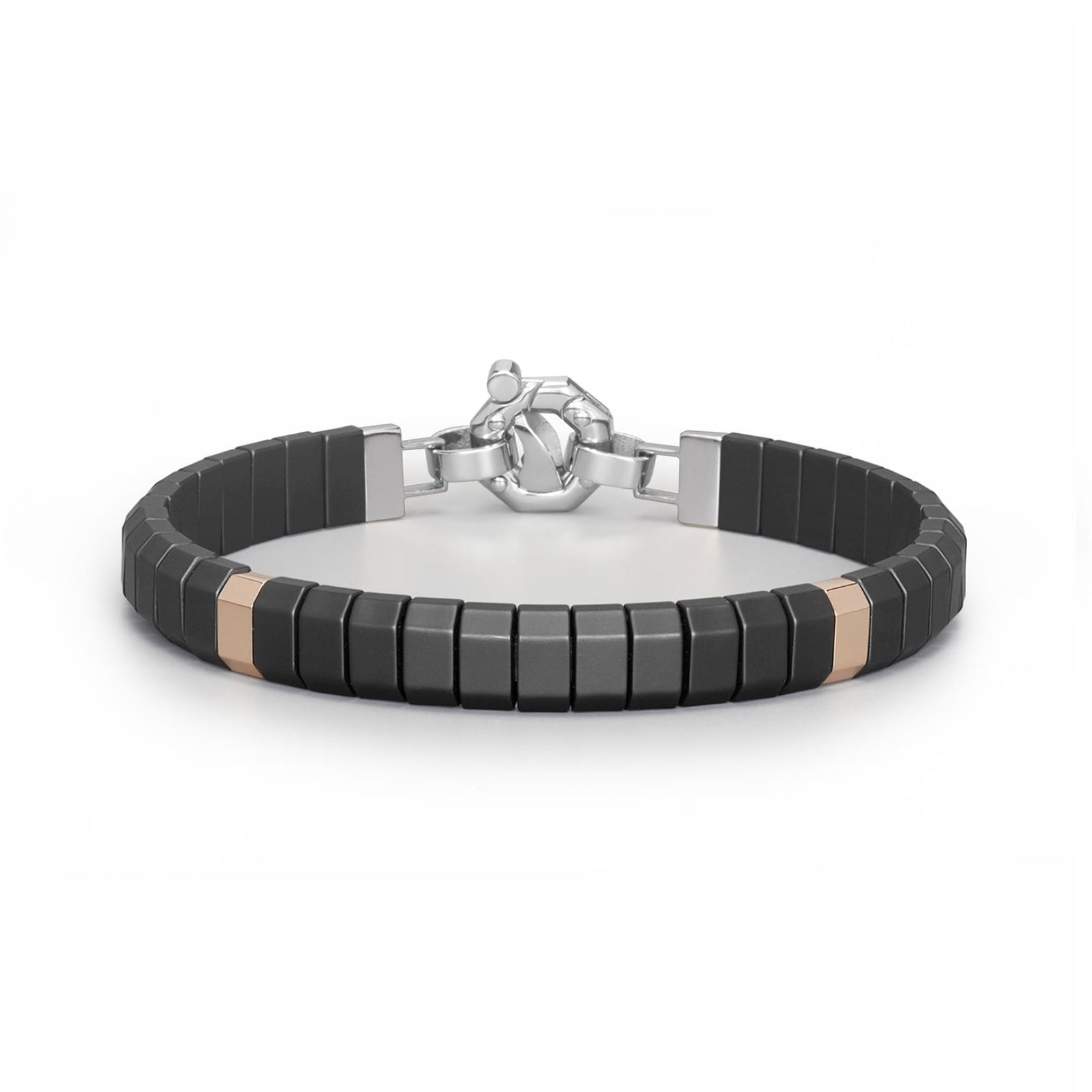 Baraka Cyborg Ceramic Bracelet BR351071ROCN, a men's bracelet in rose gold and black ceramic set with diamonds