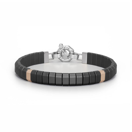 Baraka Cyborg Ceramic Bracelet BR351071ROCN, a men's bracelet in rose gold and black ceramic set with diamonds