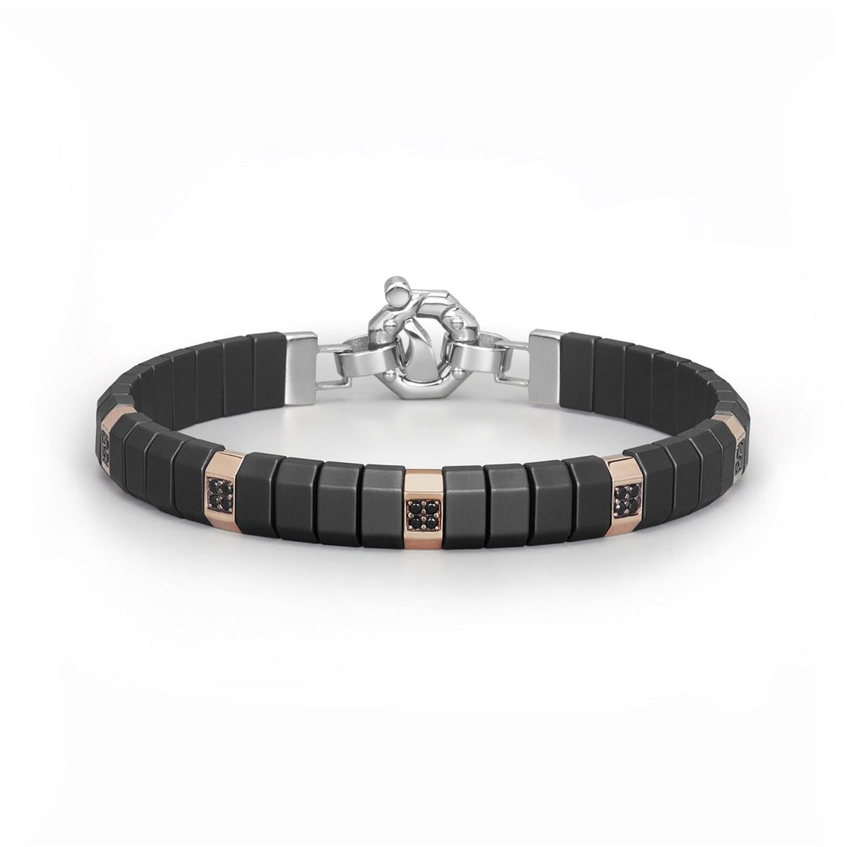 Baraka Cyborg Ceramic Bracelet BR351081ROCN-22, a men's bracelet in rose gold and black ceramic set with diamonds