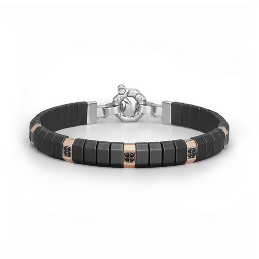 Baraka Cyborg Ceramic Bracelet BR351081ROCN-22, a men's bracelet in rose gold and black ceramic set with diamonds