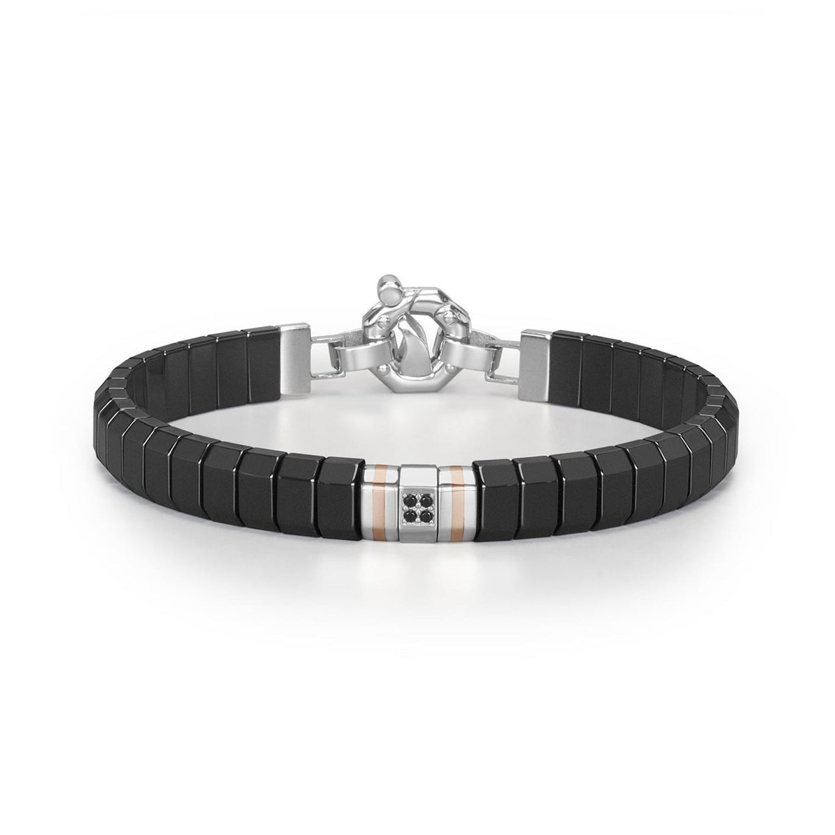 Baraka Cyborg Ceramic Bracelet BR351101ROCN-06, a men's bracelet in rose gold and black ceramic set with diamonds