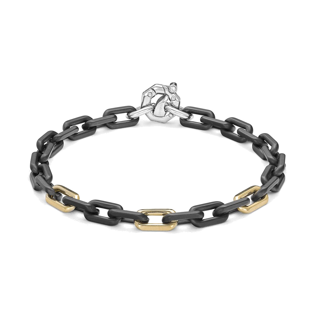 Baraka Cyborg Ceramic Bracelet BR372511GILU, a men's bracelet in black ceramic and 18-karat yellow gold with a white diamond