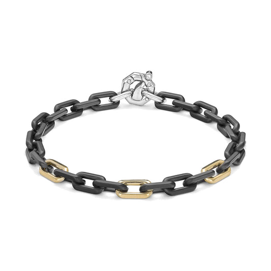 Baraka Cyborg Ceramic Bracelet BR372511GILU, a men's bracelet in black ceramic and 18-karat yellow gold with a white diamond