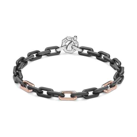 Baraka Cyborg Ceramic Bracelet BR372511ROLU, a men's bracelet in black ceramic and 18-karat rose gold with a white diamond