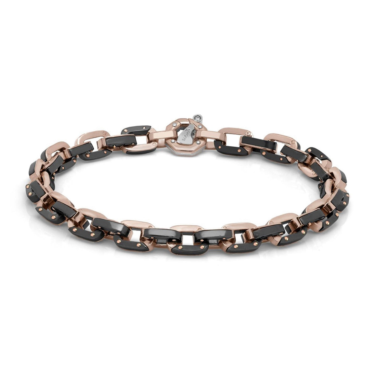 Baraka Cyborg Ceramic Bracelet BR271091ROCN-02, a men's bracelet in rose gold and black ceramic set with diamonds