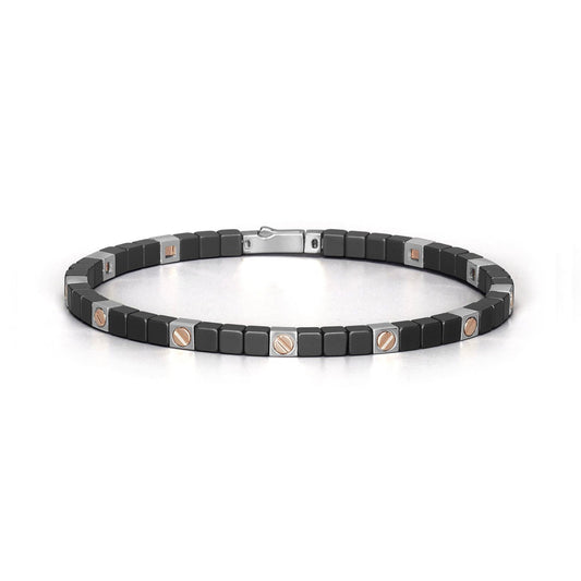 Baraka Cyborg Ceramic Bracelet BR351021ROCN, a men's bracelet in rose gold, black ceramic and stainless steel