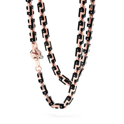 Baraka Cyborg Ceramic Chain GC245151ROCN, a men's chain in rose and white gold and black ceramic set with diamonds