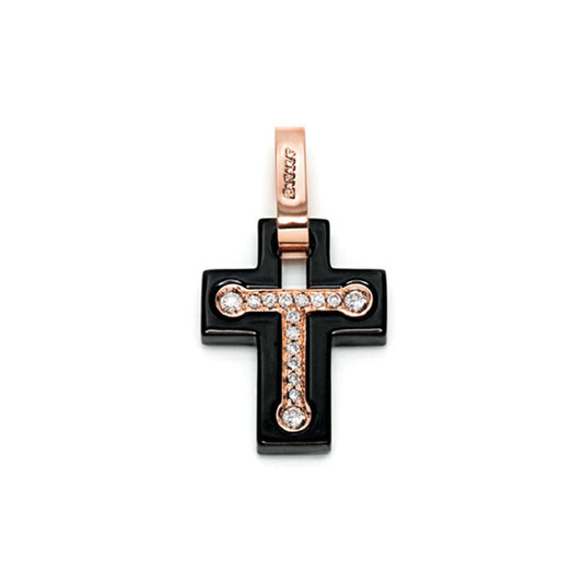 Baraka Cyborg Ceramic Cross CR221241ROCN-18, a men's cross in rose gold and black ceramic set with diamonds