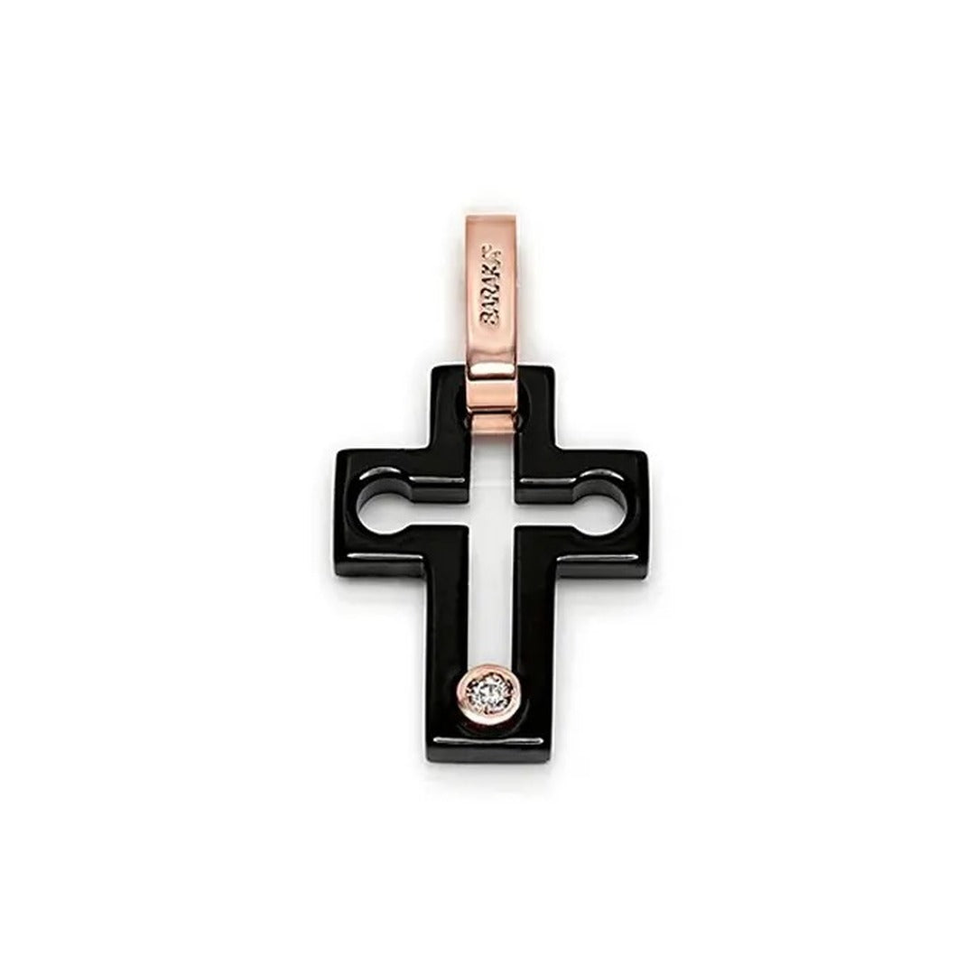 Baraka Cyborg Ceramic Cross CR221241ROCN-03, a men's cross in rose gold and black ceramic set with one diamond