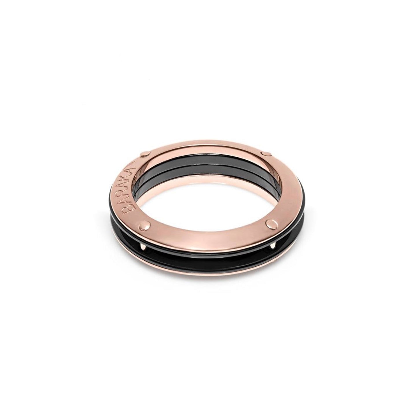 Baraka Cyborg Ceramic Ring AN261061ROCN, a men's ring in rose gold and black ceramic