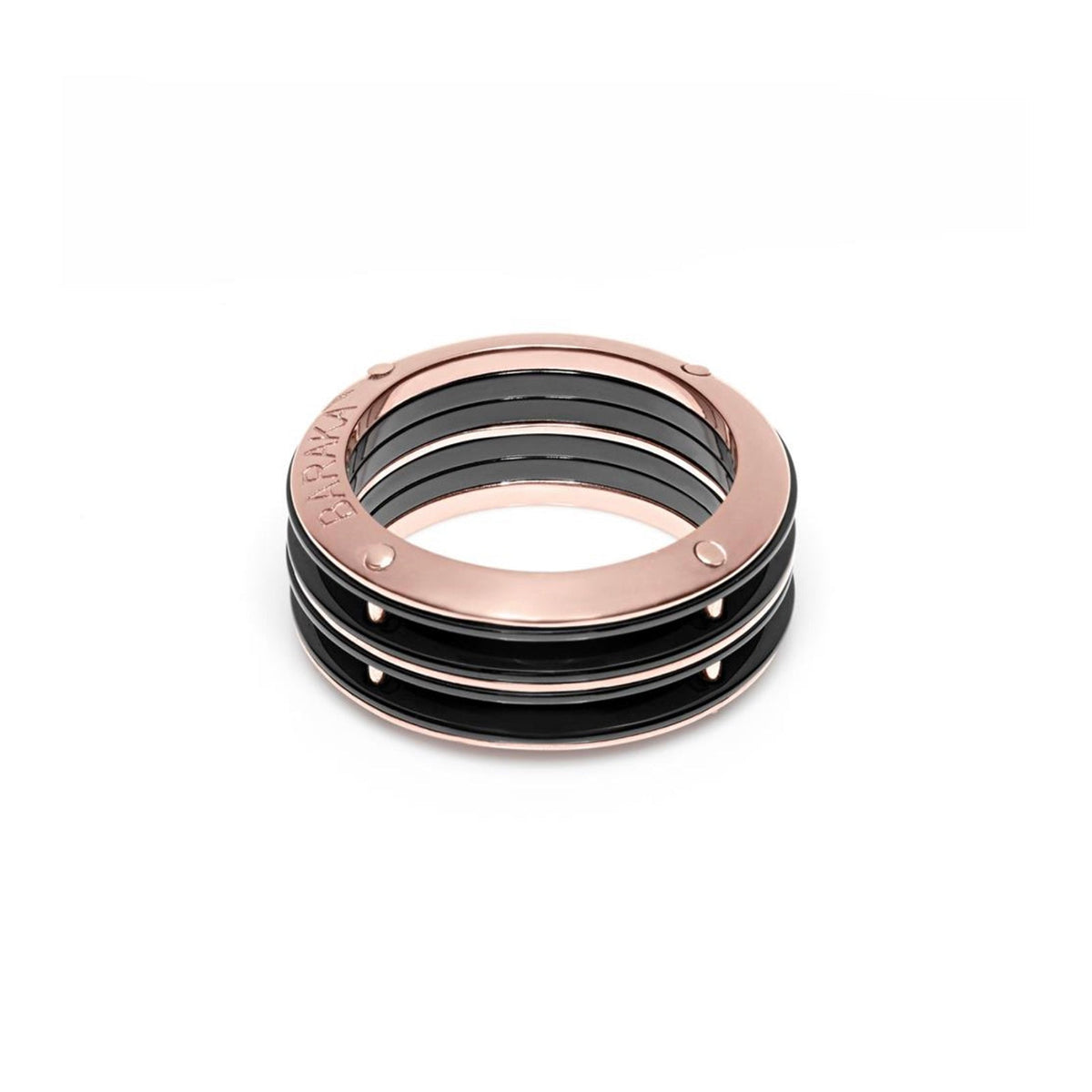Baraka Cyborg Ceramic Ring AN261081ROCN, a men's ring in rose gold and black ceramic